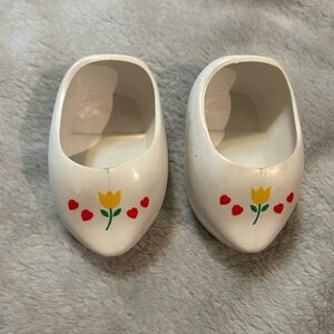 Vintage CPK Cabbage Patch Kids Holland White Tulip Hearts Dutch CLOGS Shoes